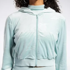 Hoodies & Sweatshirts|Reebok Hoodies & Sweatshirts Classics Energy Q4 Velour Zip-Up Sweatshirt