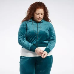 Hoodies & Sweatshirts|Reebok Hoodies & Sweatshirts Classics Energy Q4 Velour Zip-Up Sweatshirt (Plus Size)