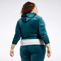 Hoodies & Sweatshirts|Reebok Hoodies & Sweatshirts Classics Energy Q4 Velour Zip-Up Sweatshirt (Plus Size)