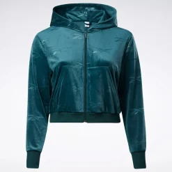 Hoodies & Sweatshirts|Reebok Hoodies & Sweatshirts Classics Energy Q4 Velour Zip-Up Sweatshirt (Plus Size)