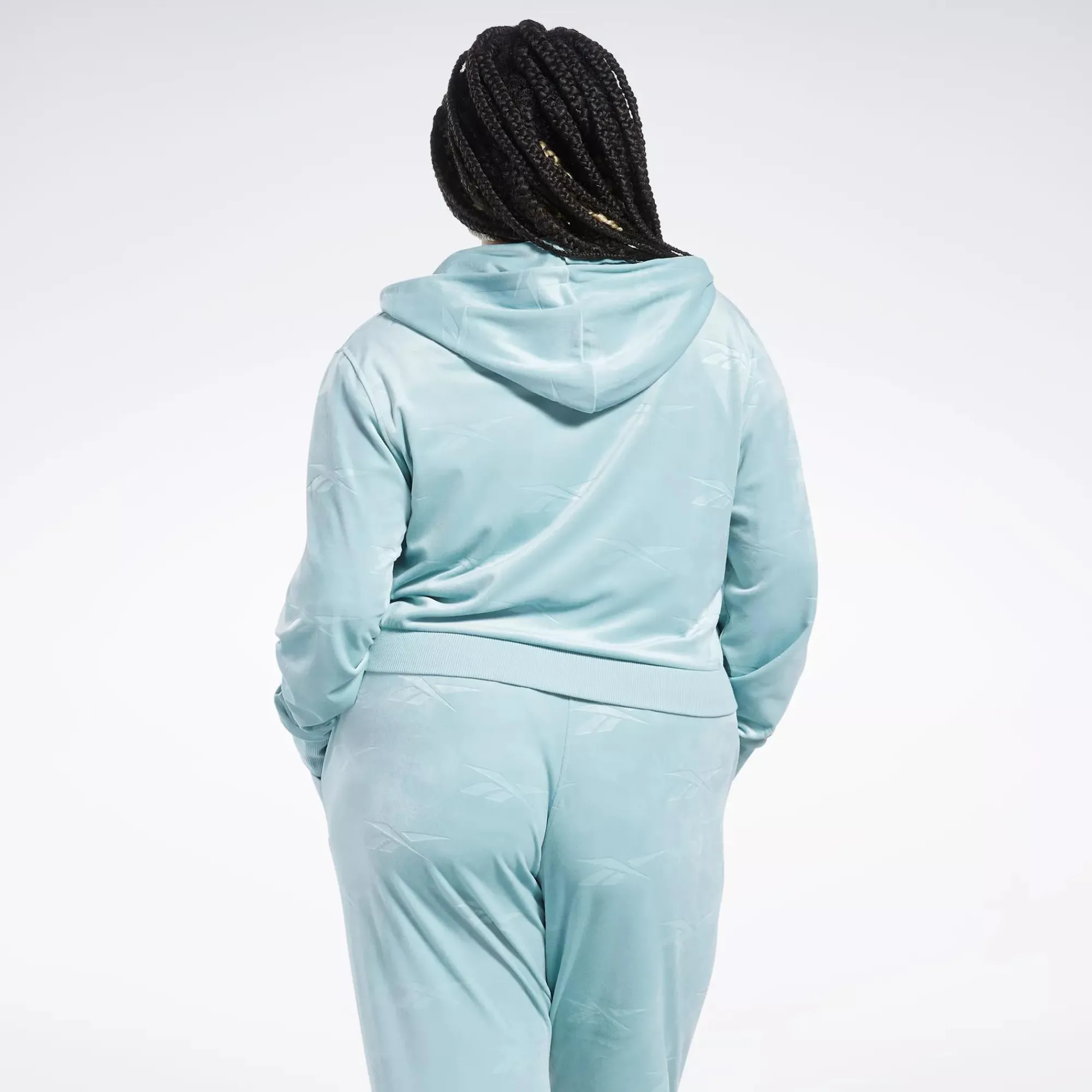Hoodies & Sweatshirts|Reebok Hoodies & Sweatshirts Classics Energy Q4 Velour Zip-Up Sweatshirt (Plus Size)