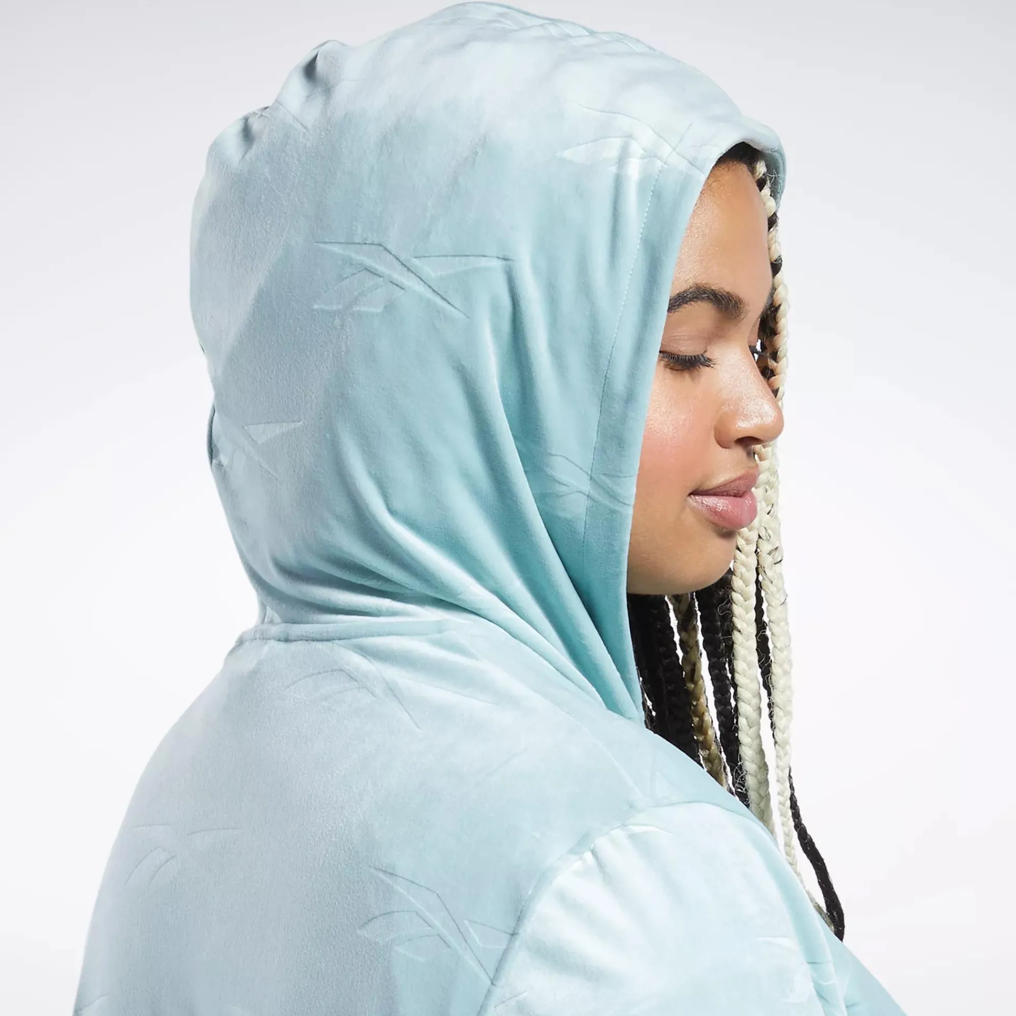 Hoodies & Sweatshirts|Reebok Hoodies & Sweatshirts Classics Energy Q4 Velour Zip-Up Sweatshirt (Plus Size)