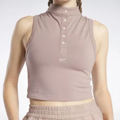 Tank Tops|Reebok Tank Tops Classics Cropped Fitted Jersey Tank Top